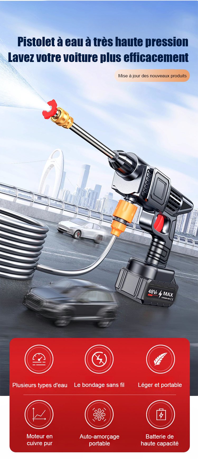 🔥 Pistolet de Lavage Électrique Haute Pression – Ultra Puissant x2